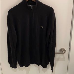 Lacoste Black Zip Up Sweater Size L